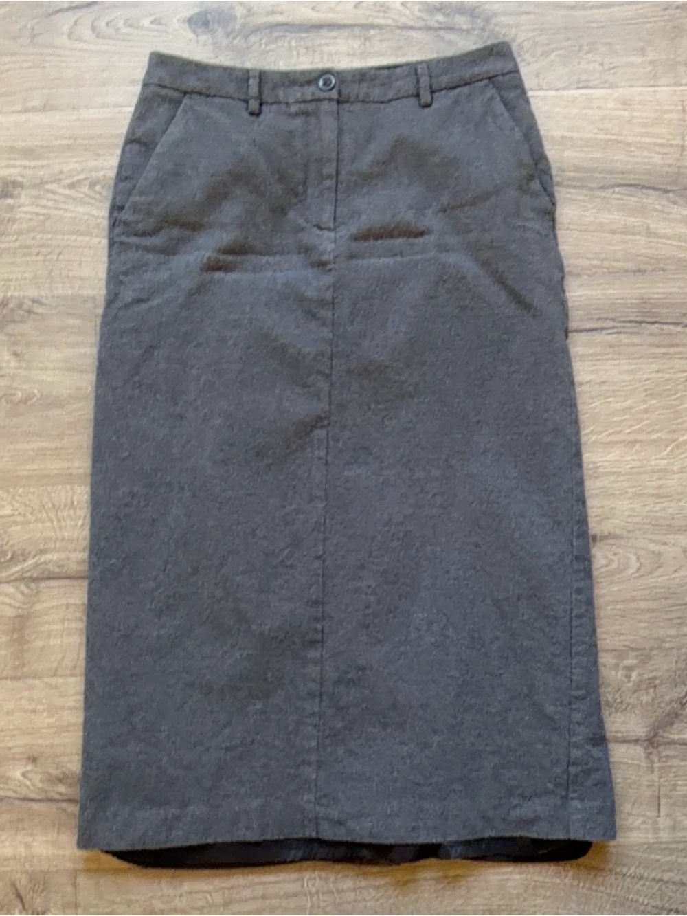 L.L. Bean Charcoal Gray Straight Midi Skirt